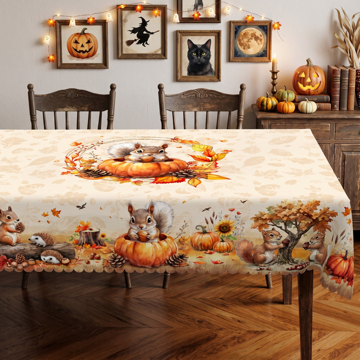 Autumn Harvest Floral Tablecloth, Decorative Dining Table Cover for Dining, Thanksgiving & Fall Home Decor - BQ007-220 - image 3