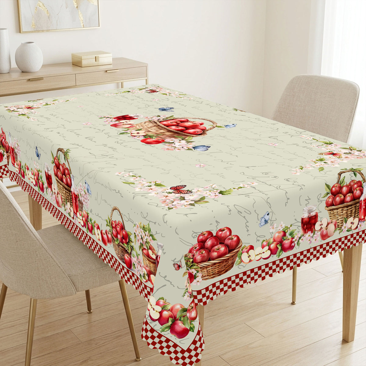 Spring Apple Blossom Tablecloth, Decorative Dining Table Cover for Dining Room, Kitchen & Spring Decor - CT002-1-220 - image 3