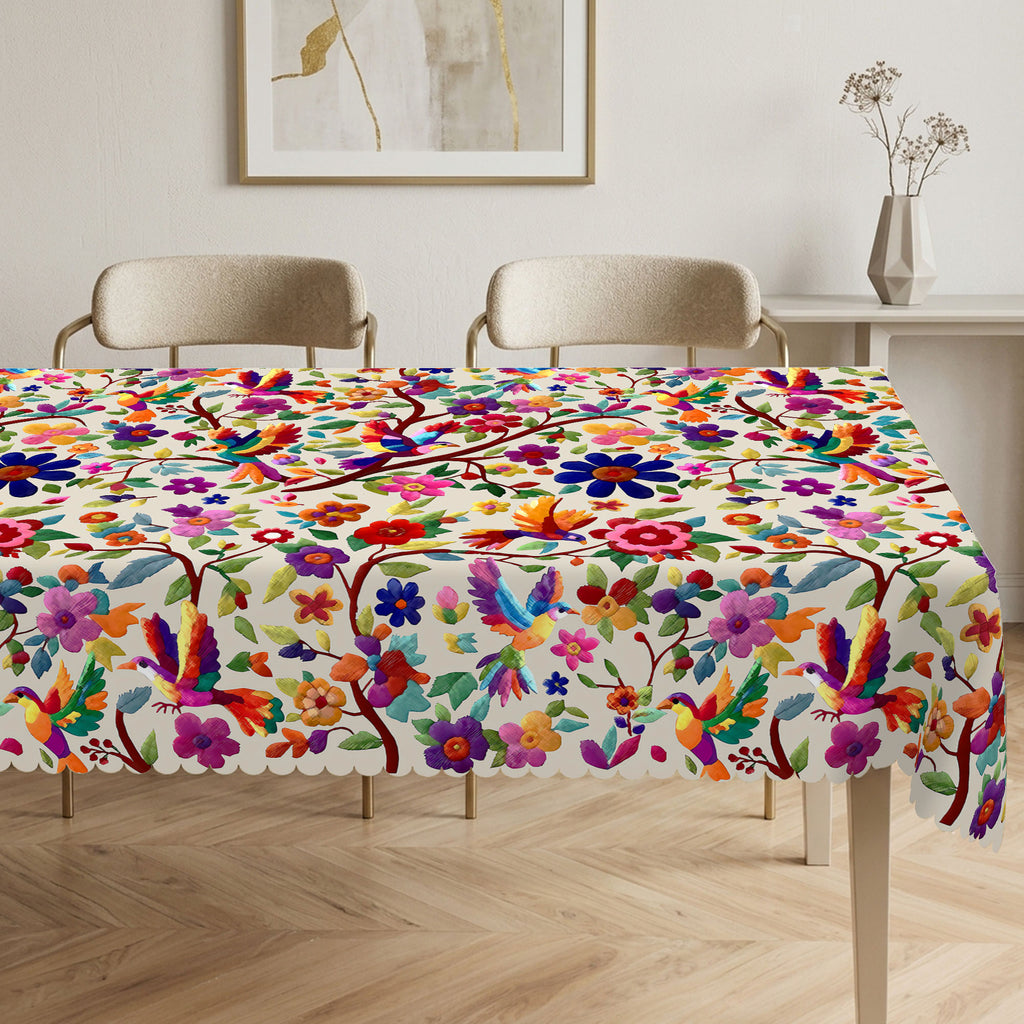 Mexican Colorful Floral Tablecloth, Decorative Dining Table Cover for Dining, Party, Patio & Colorful Home Decor - MEX001-1-220 - image 3