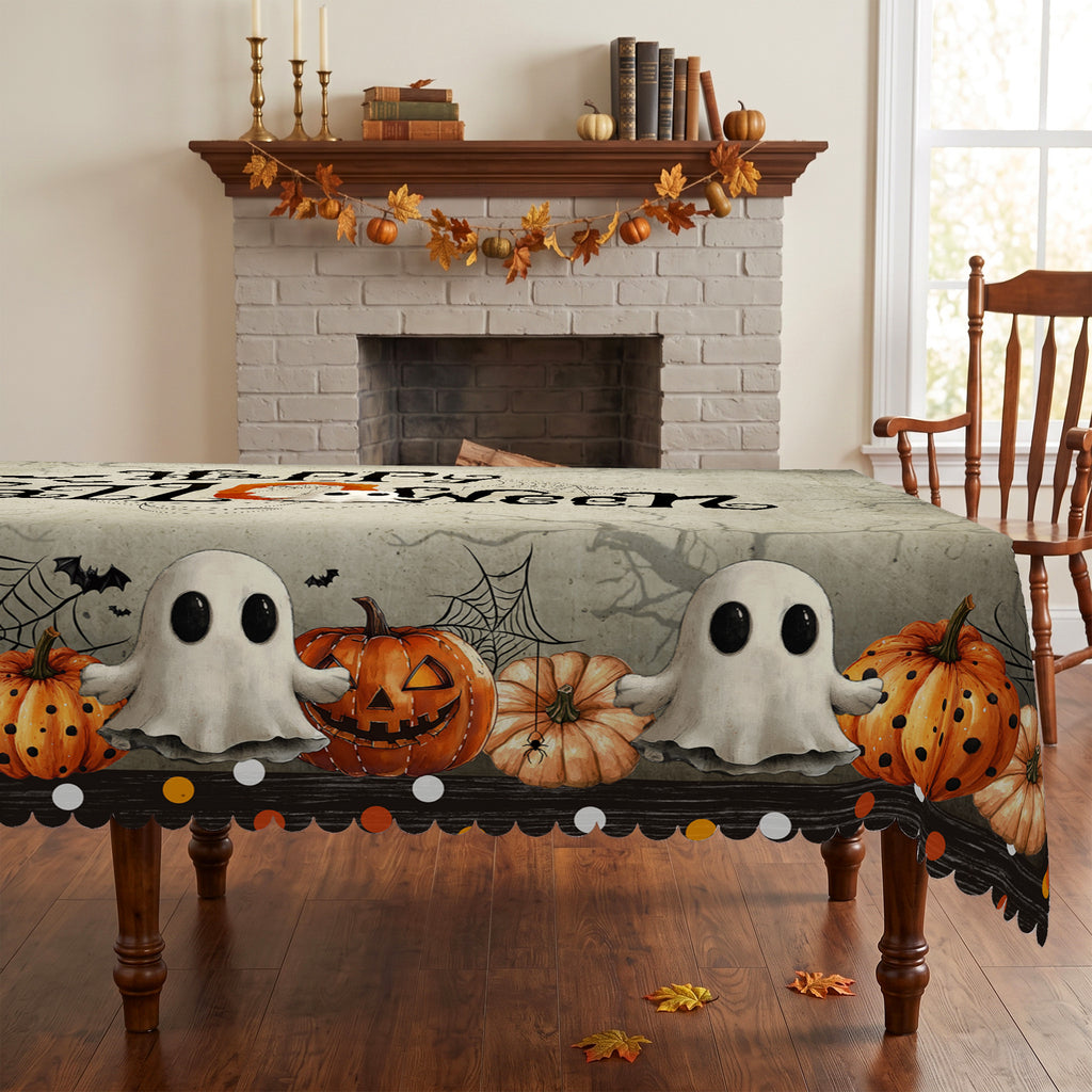 Halloween Haunted House Tablecloth, Decorative Dining Table Cover for Halloween Parties, Dining & Fall Decor - BW004-140 - image 3