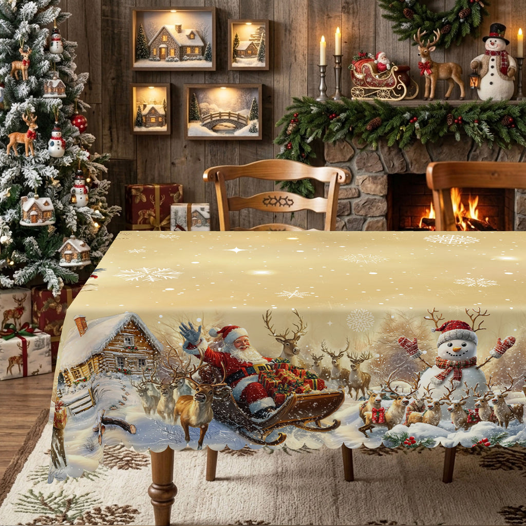 Christmas Tree Village Tablecloth, Decorative Dining Table Cover for Dining, Holiday Parties & Christmas Decor - BS035-220 - image 3