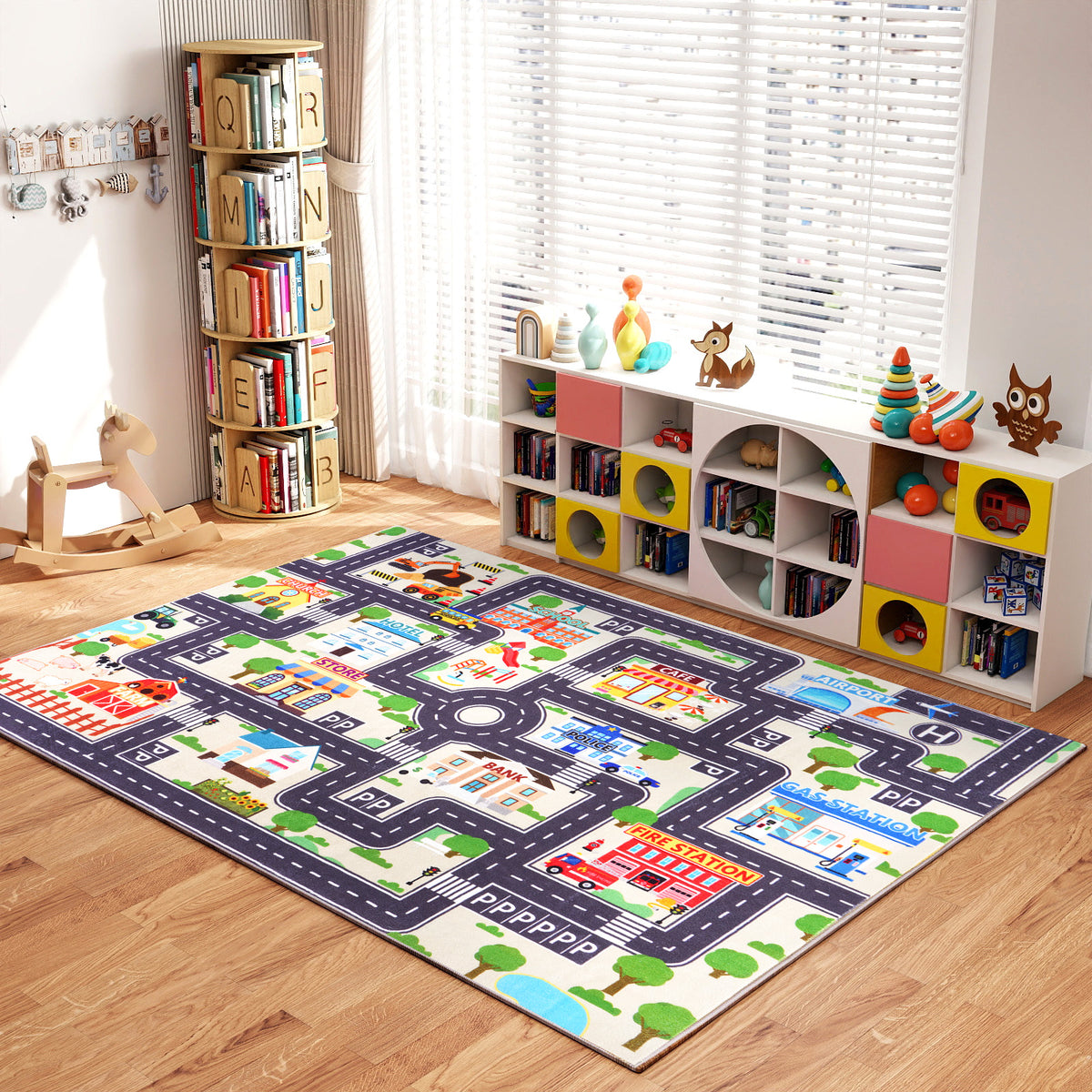 Janvonne Animal Alphabet Kids Area Rug - Soft ABC Learning Carpet, Non-Slip Washable Play Rug for Nursery Playroom Bedroom,4X5ft