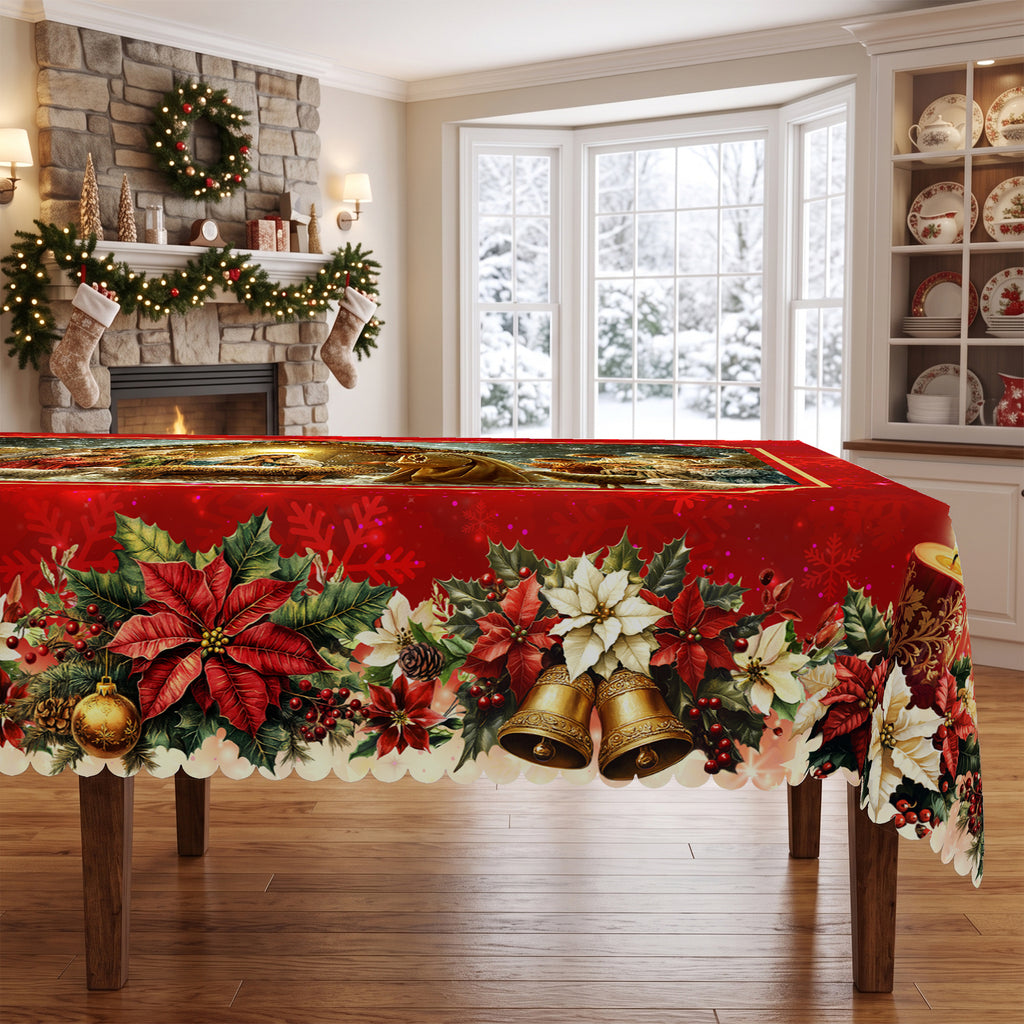 Christmas Santa Holiday Scene Tablecloth, Decorative Dining Table Cover for Dining, Holiday Parties & Christmas Decor - BS028-305 - image 4