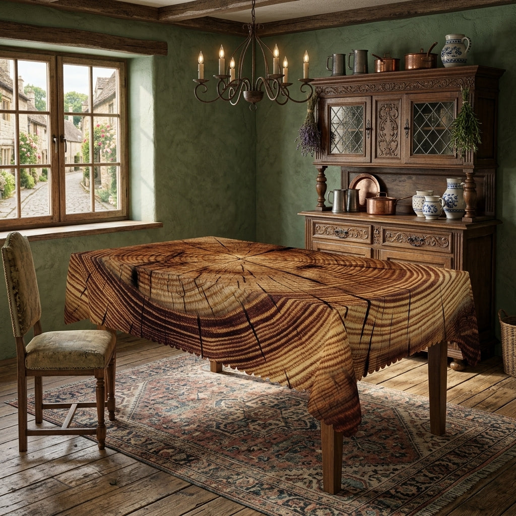 Rustic Wood Grain Tablecloth, Decorative Dining Table Cover for Dining Room, Cabin & Rustic Home Decor - N081-140 - image 4