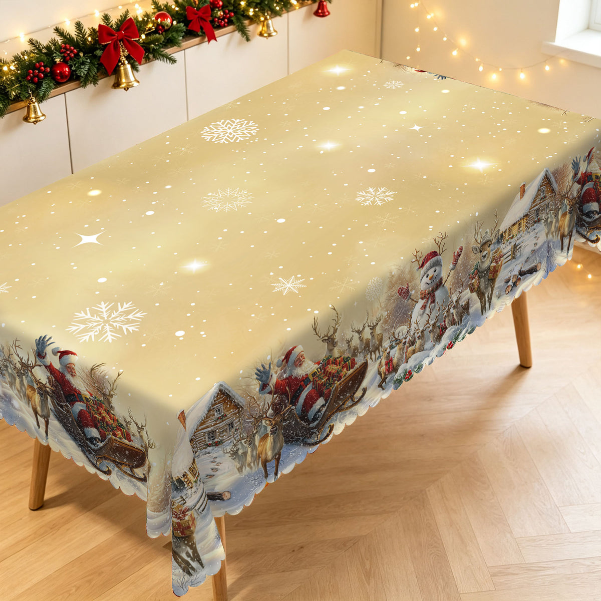 Christmas Tree Village Tablecloth, Decorative Dining Table Cover for Dining, Holiday Parties & Christmas Decor - BS035-220 - image 4