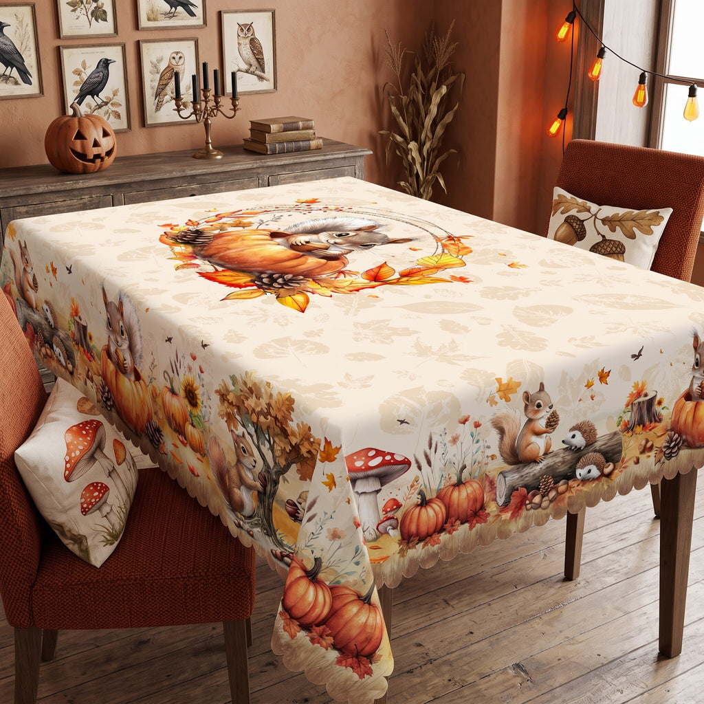 Autumn Harvest Floral Tablecloth, Decorative Dining Table Cover for Dining, Thanksgiving & Fall Home Decor - BQ007-220 - image 4