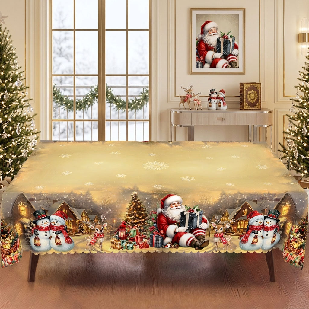 Christmas Village & Santa Tablecloth, Decorative Dining Table Cover for Dining, Holiday Parties & Christmas Decor - BS027-220 - image 4