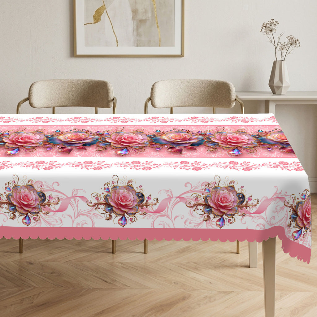 Pink Rose 3D Floral Tablecloth, Decorative Dining Table Cover for Dining Room, Party & Elegant Home Decor - BH003-220 - image 4