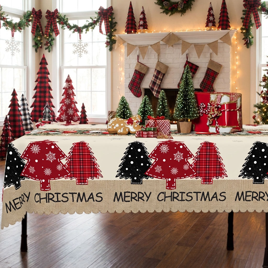Christmas Holly Wreath Tablecloth, Decorative Dining Table Cover for Dining, Holiday Parties & Christmas Decor - BS039-220 - image 4