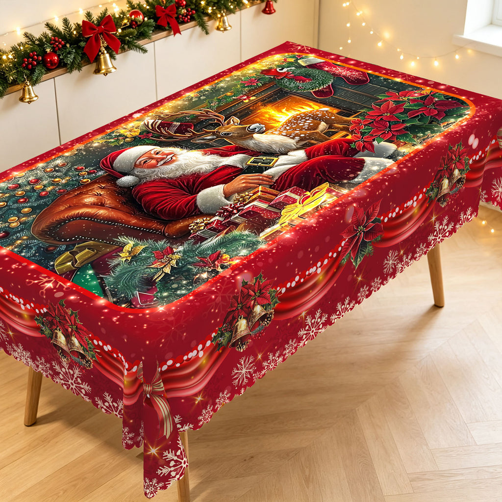 Christmas Santa Fireplace Tablecloth, Decorative Dining Table Cover for Dining, Holiday Parties & Christmas Decor - BS022-305 - image 4
