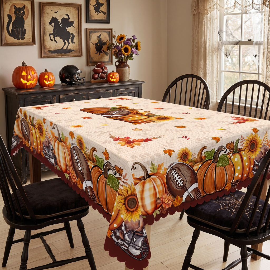 Rustic Pumpkin Harvest Tablecloth, Decorative Dining Table Cover for Dining, Thanksgiving & Fall Home Decor - BQ014-220 - image 4