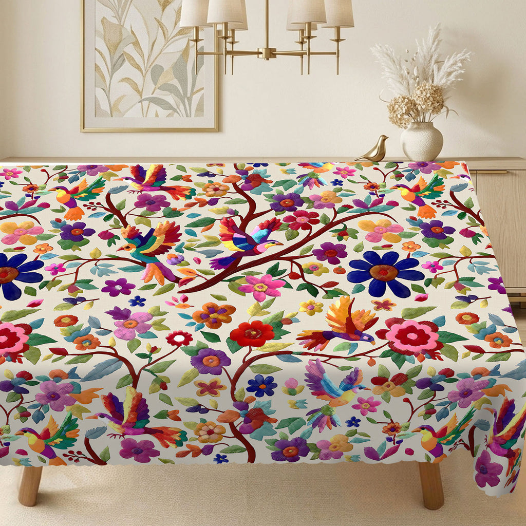 Mexican Colorful Floral Tablecloth, Decorative Dining Table Cover for Dining, Party, Patio & Colorful Home Decor - MEX001-1-220 - image 4