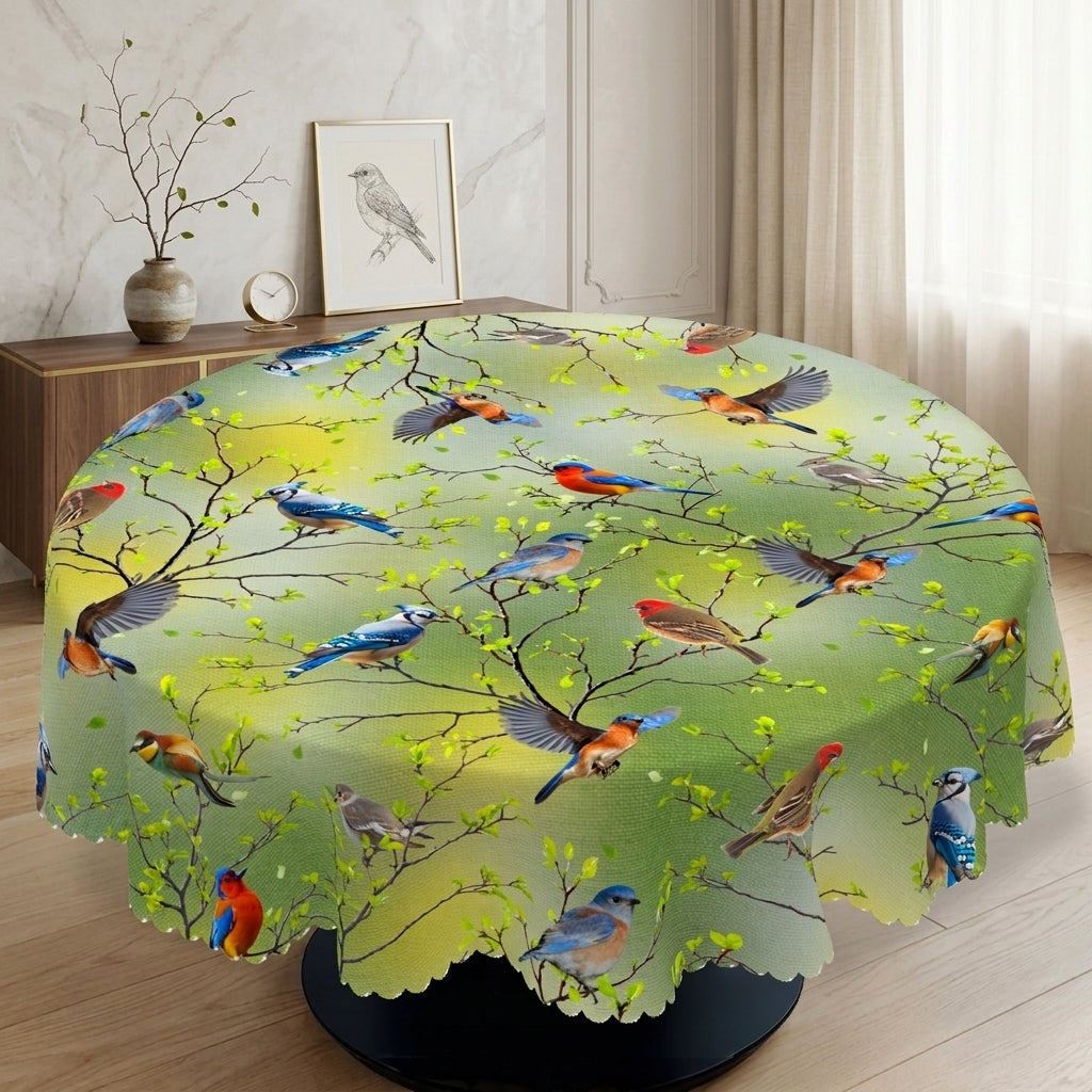 Hummingbird Garden Floral Round Tablecloth, Decorative Dining Table Cover for Dining Room, Patio & Garden Party Decor - CT003-1-152R - image 4