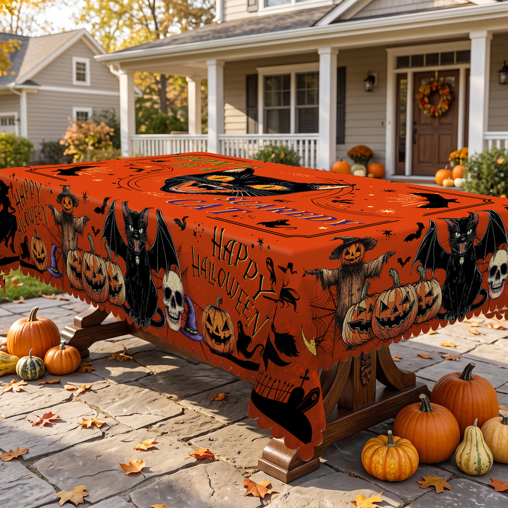 Halloween Jack-o'-Lantern Tablecloth, Decorative Dining Table Cover for Halloween Parties, Dining & Fall Decor - BW005-220 - image 4