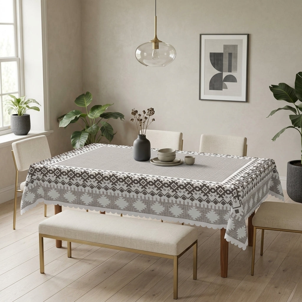 Modern Gray Geometric Tablecloth, Decorative Dining Table Cover for Dining Room, Kitchen & Contemporary Home Decor - JH001-220 - image 4