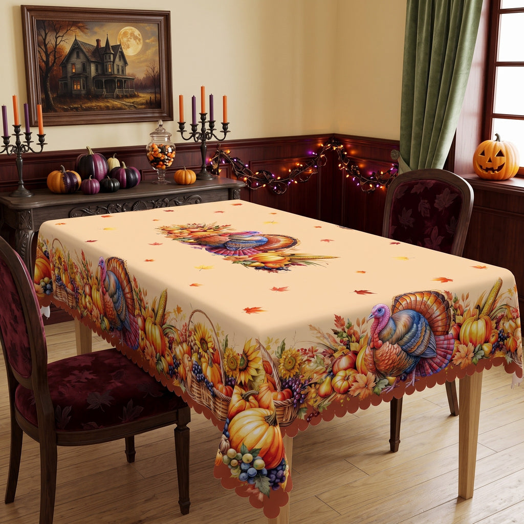 Autumn Harvest Medallion Tablecloth, Decorative Dining Table Cover for Dining, Thanksgiving & Fall Home Decor - BQ025-220 - image 4