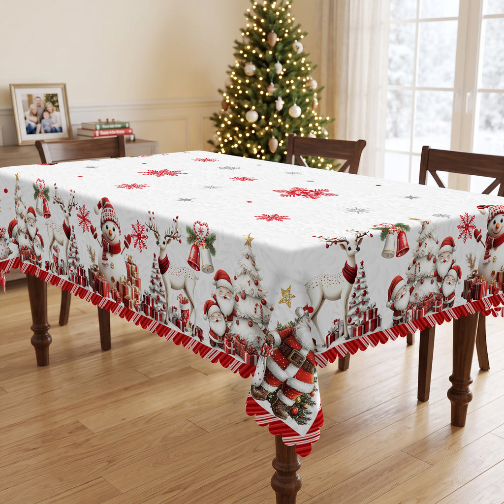 Christmas Snowflake Border Tablecloth, Decorative Dining Table Cover for Dining, Holiday Parties & Winter Decor - BS029-220 - image 4