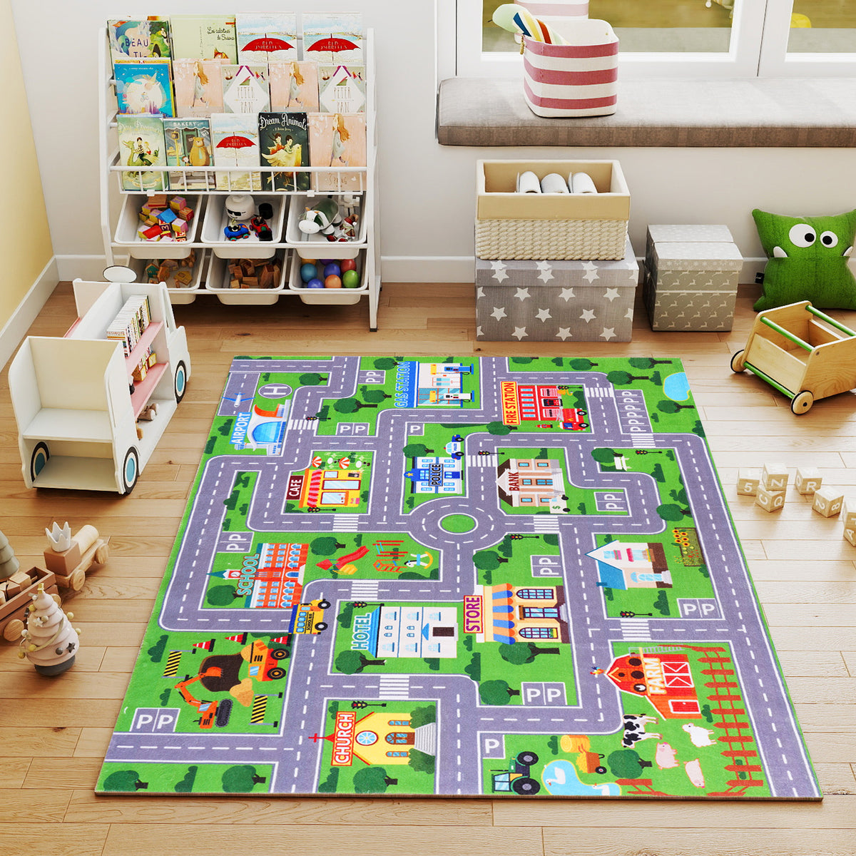 Janvonne Animal Alphabet Kids Area Rug - Soft ABC Learning Carpet, Non-Slip Washable Play Rug for Nursery Playroom Bedroom,4X5ft