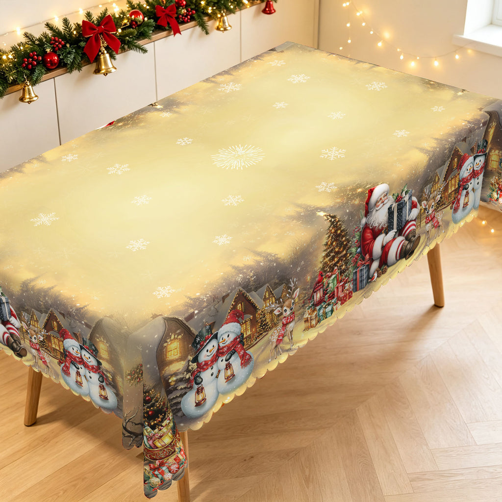 Christmas Village & Santa Tablecloth, Decorative Dining Table Cover for Dining, Holiday Parties & Christmas Decor - BS027-220 - image 5
