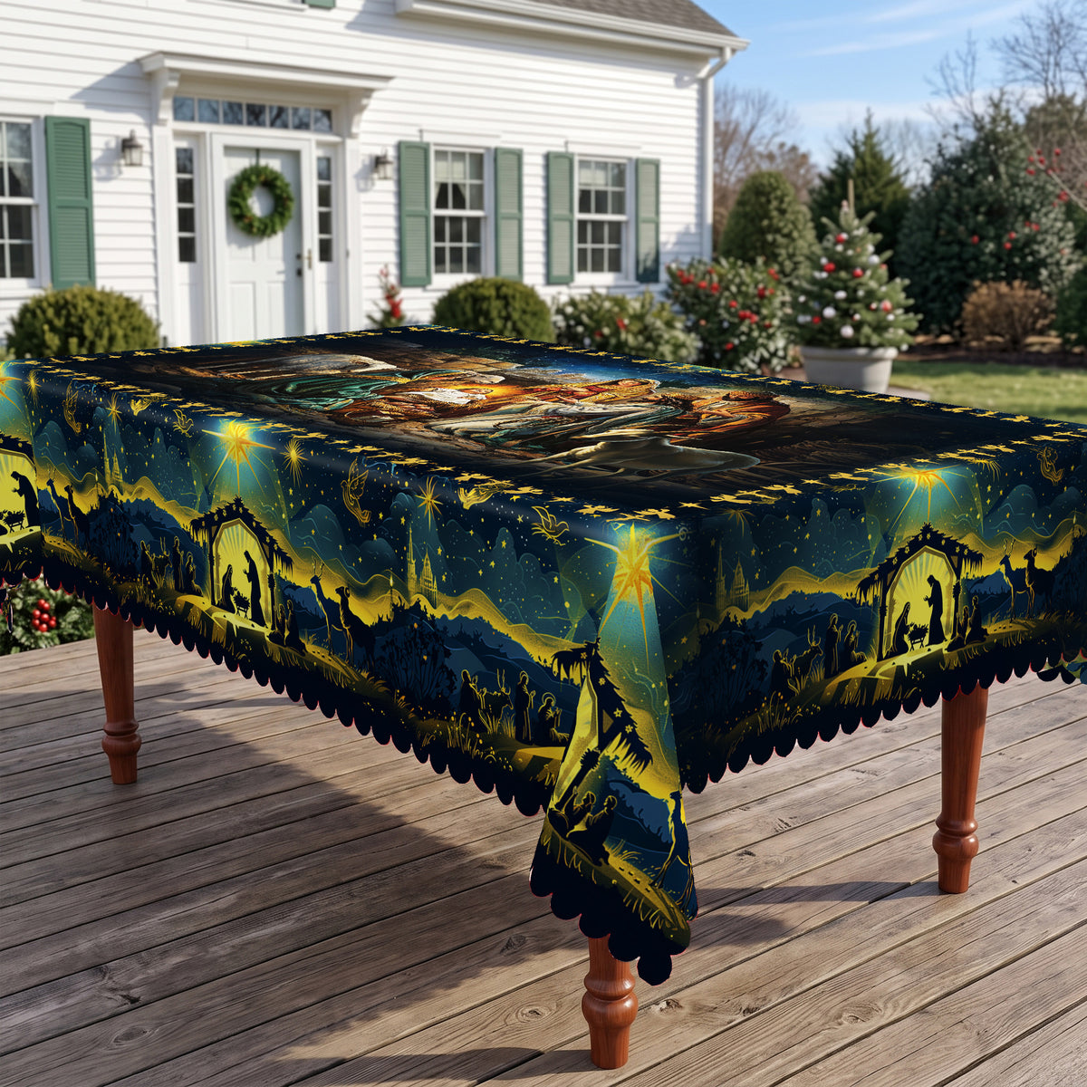 Christmas Winter Village Tablecloth, Decorative Dining Table Cover for Dining, Holiday Parties & Christmas Decor - BS031-220 - image 5