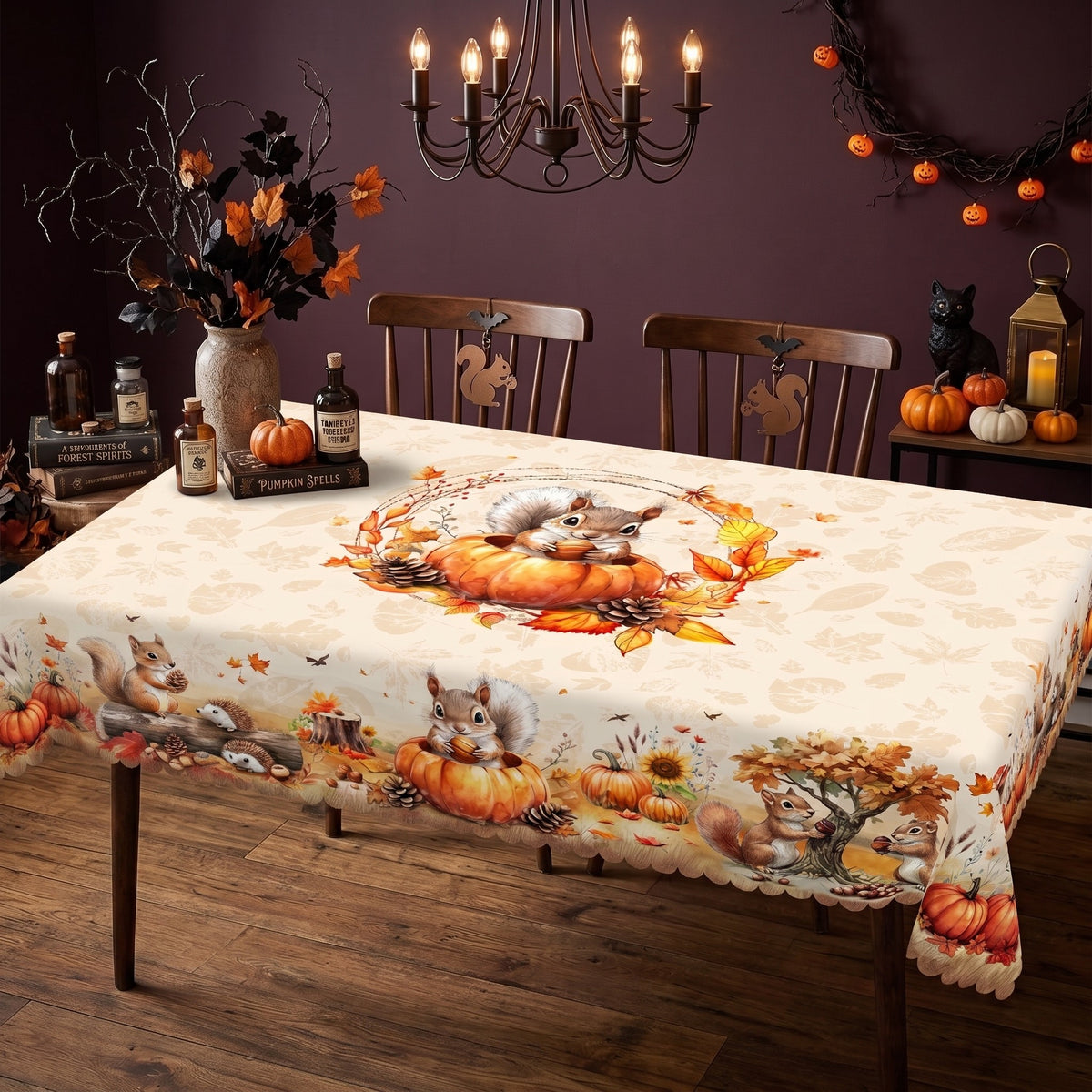 Autumn Harvest Floral Tablecloth, Decorative Dining Table Cover for Dining, Thanksgiving & Fall Home Decor - BQ007-220 - image 5