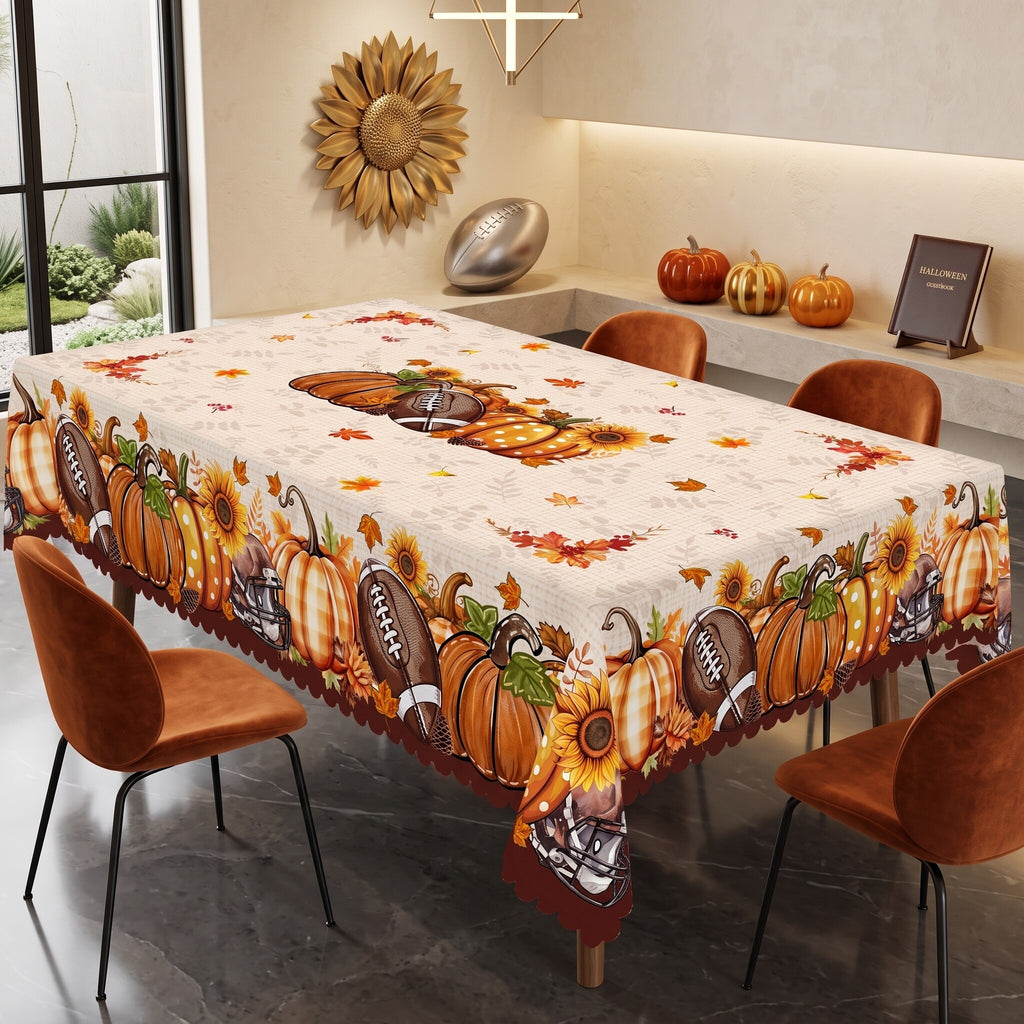 Rustic Pumpkin Harvest Tablecloth, Decorative Dining Table Cover for Dining, Thanksgiving & Fall Home Decor - BQ014-220 - image 5