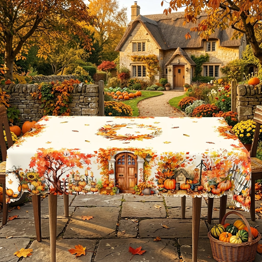 Autumn Village Harvest Tablecloth, Decorative Dining Table Cover for Thanksgiving, Fall Dining & Autumn Home Decor - BQ002-140 - image 5