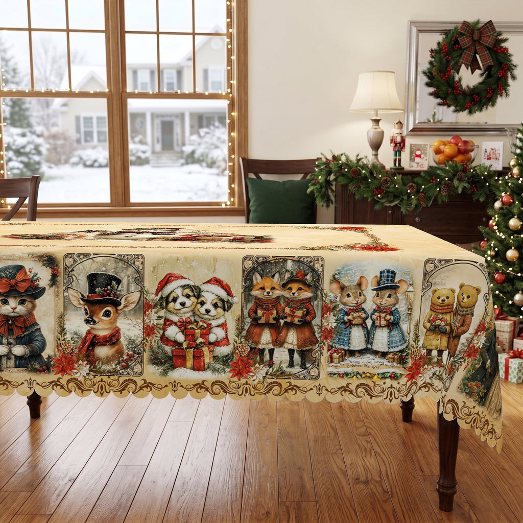 Christmas Reindeer Village Tablecloth, Decorative Dining Table Cover for Dining, Holiday Parties & Christmas Decor - BS025-220 - image 5