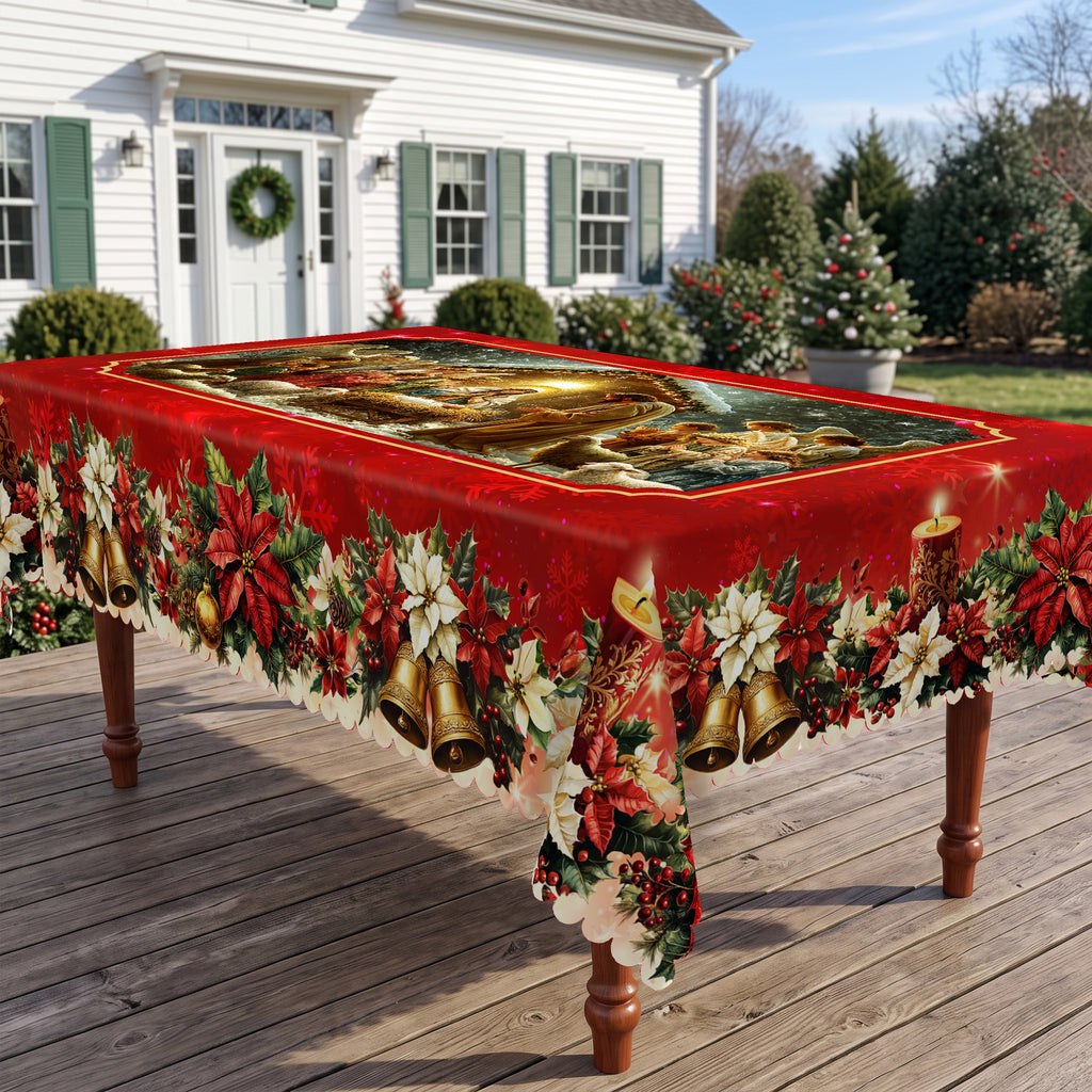 Christmas Santa Holiday Scene Tablecloth, Decorative Dining Table Cover for Dining, Holiday Parties & Christmas Decor - BS028-305 - image 5