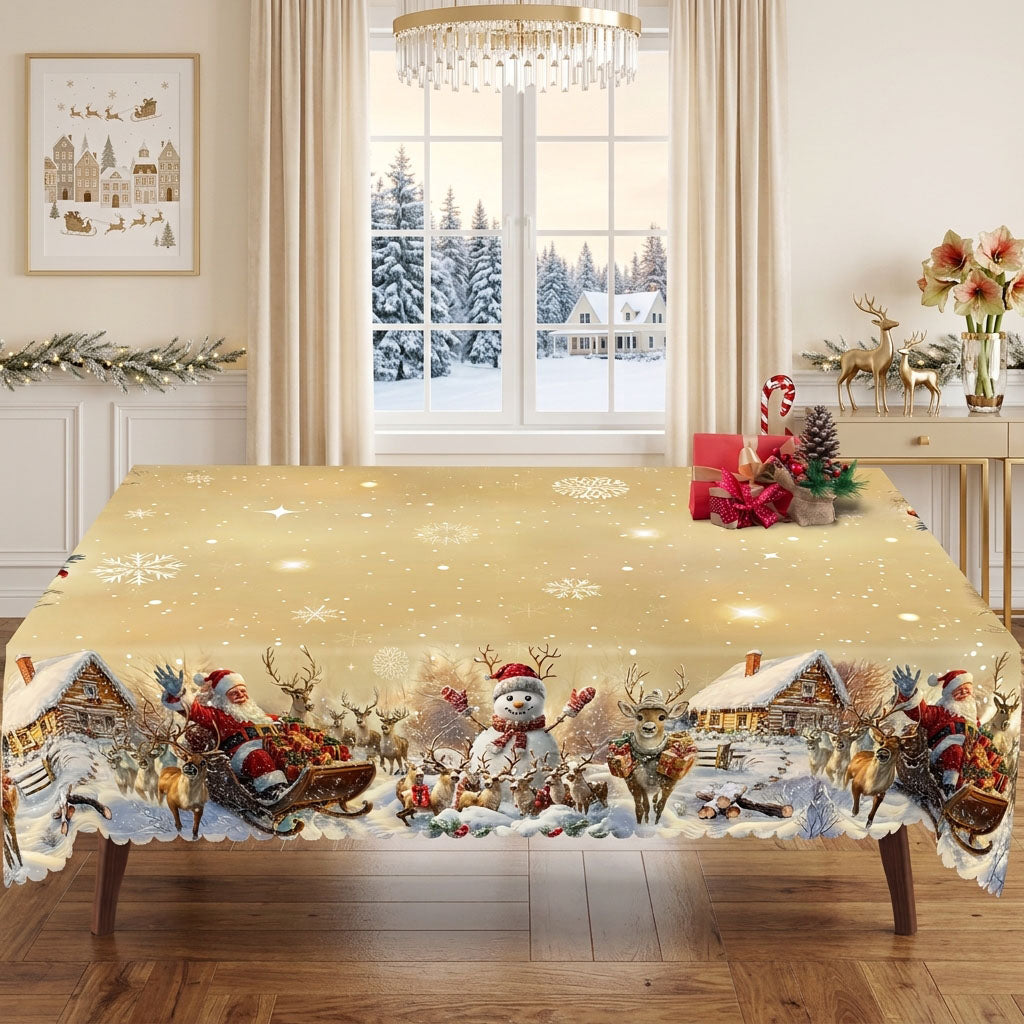 Christmas Tree Village Tablecloth, Decorative Dining Table Cover for Dining, Holiday Parties & Christmas Decor - BS035-220 - image 5