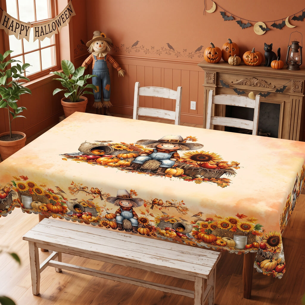 Autumn Pumpkin Patch Tablecloth, Decorative Dining Table Cover for Dining, Thanksgiving & Fall Home Decor - BQ008-220 - image 5