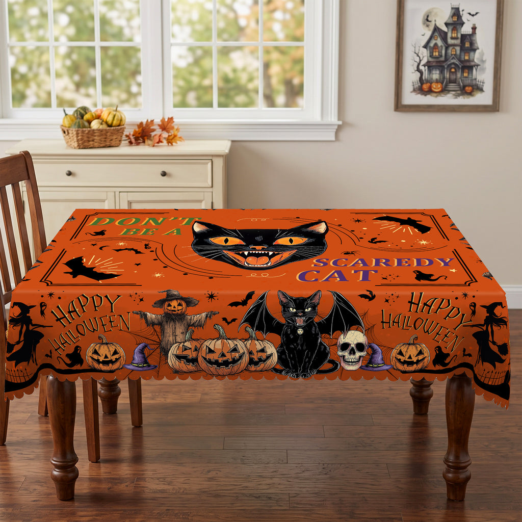 Halloween Jack-o'-Lantern Tablecloth, Decorative Dining Table Cover for Halloween Parties, Dining & Fall Decor - BW005-220 - image 5