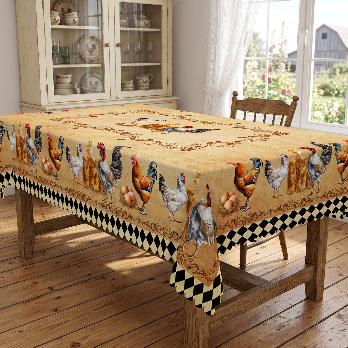 Blue Farmhouse Country Scene Tablecloth, Decorative Dining Table Cover for Kitchen, Dining, Farmhouse & Country Decor - BN004-220 - image 5