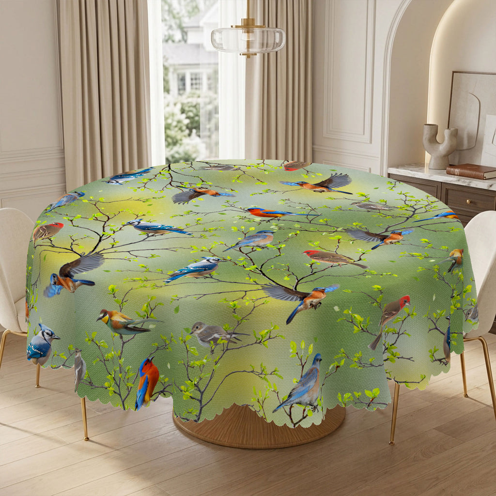 Hummingbird Garden Floral Round Tablecloth, Decorative Dining Table Cover for Dining Room, Patio & Garden Party Decor - CT003-1-152R - image 5