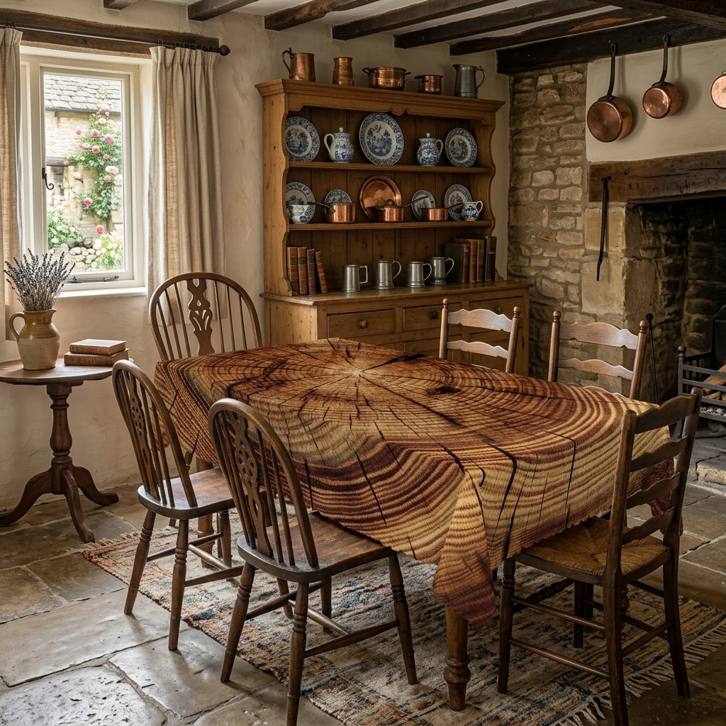 Rustic Wood Grain Tablecloth, Decorative Dining Table Cover for Dining Room, Cabin & Rustic Home Decor - N081-140 - image 5
