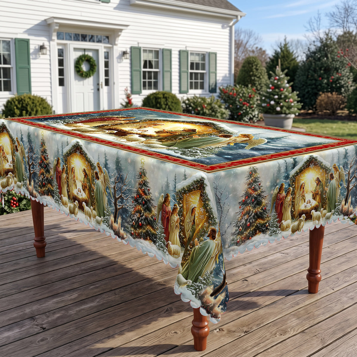 Christmas Nativity Scene Tablecloth, Decorative Dining Table Cover for Dining, Holiday Parties & Christmas Decor - BS037-220 - image 5