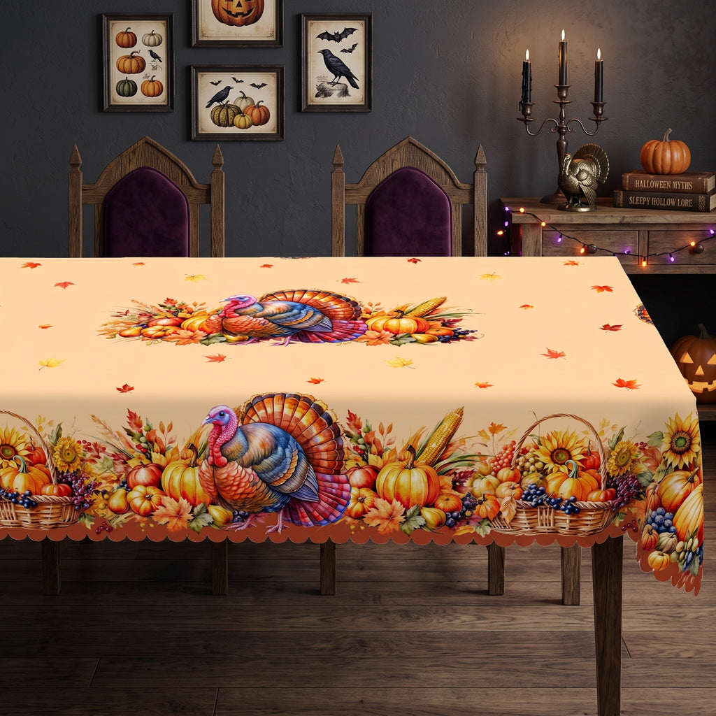 Autumn Harvest Medallion Tablecloth, Decorative Dining Table Cover for Dining, Thanksgiving & Fall Home Decor - BQ025-220 - image 5