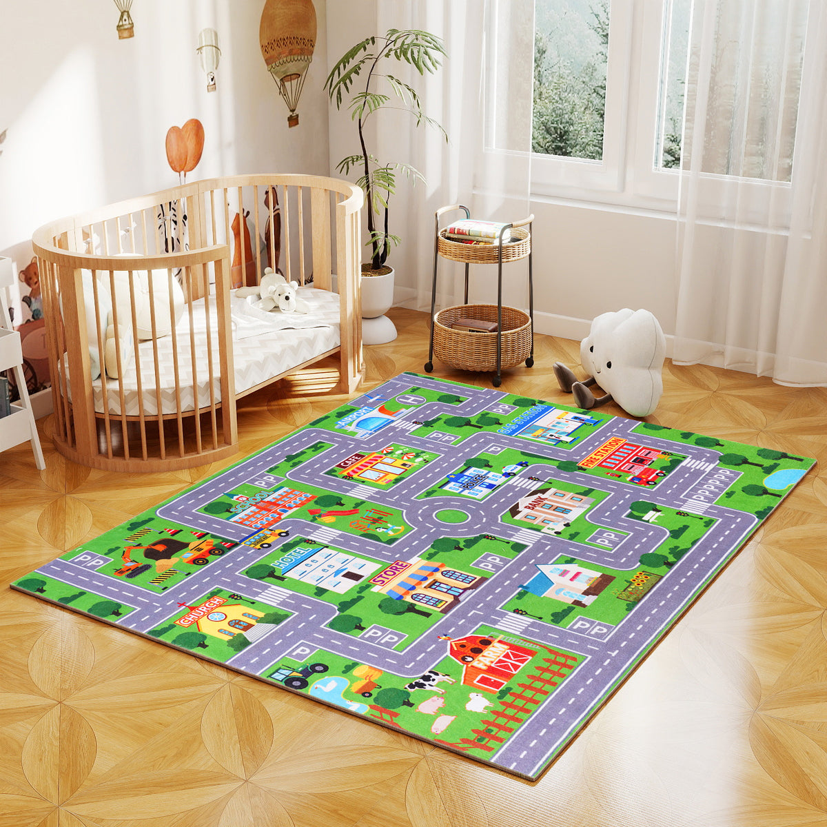 Janvonne Animal Alphabet Kids Area Rug - Soft ABC Learning Carpet, Non-Slip Washable Play Rug for Nursery Playroom Bedroom,4X5ft