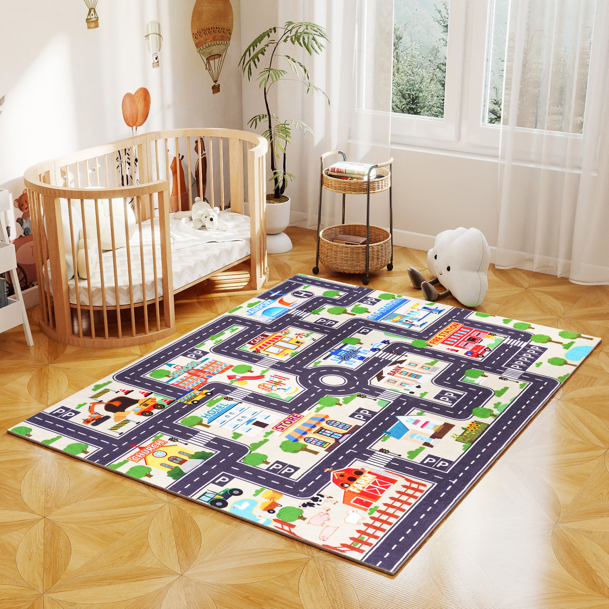 Janvonne Animal Alphabet Kids Area Rug - Soft ABC Learning Carpet, Non-Slip Washable Play Rug for Nursery Playroom Bedroom,4X5ft