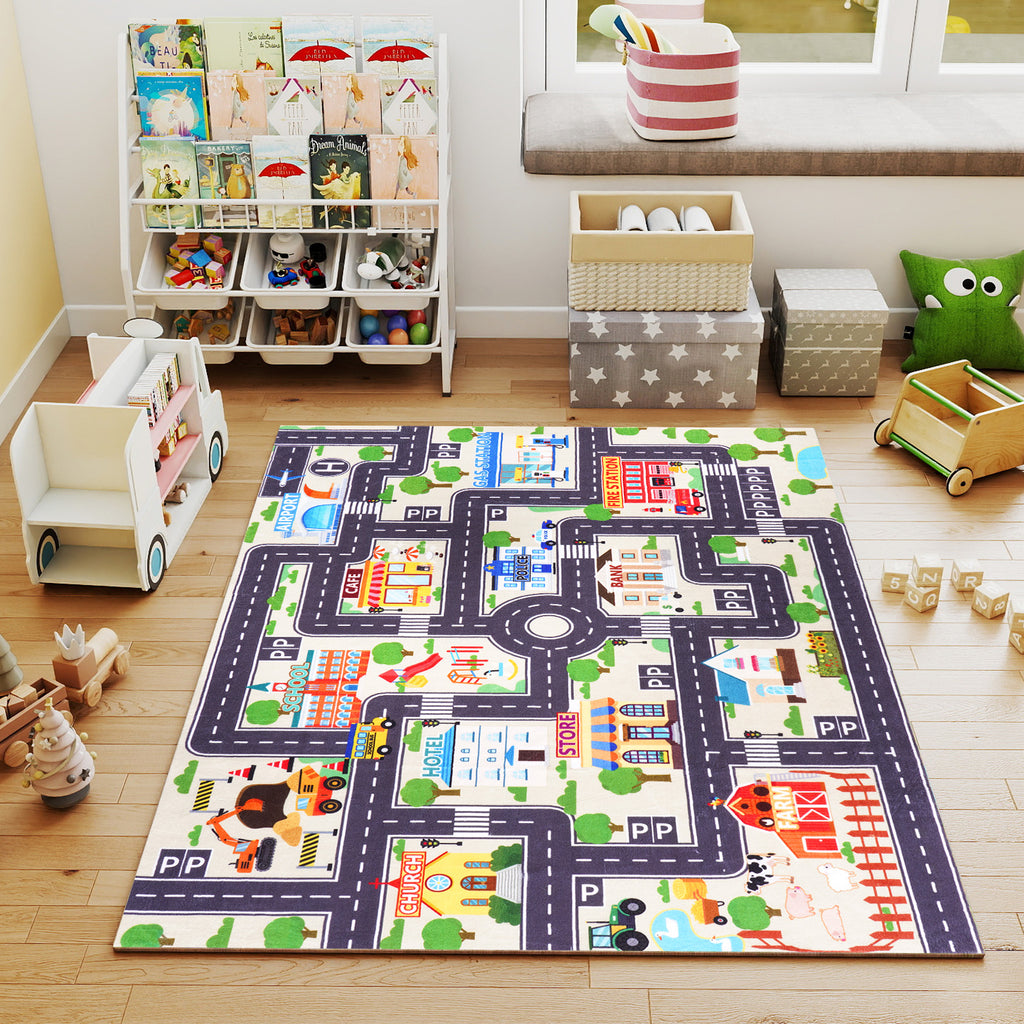 Janvonne Animal Alphabet Kids Area Rug - Soft ABC Learning Carpet, Non-Slip Washable Play Rug for Nursery Playroom Bedroom,4X5ft