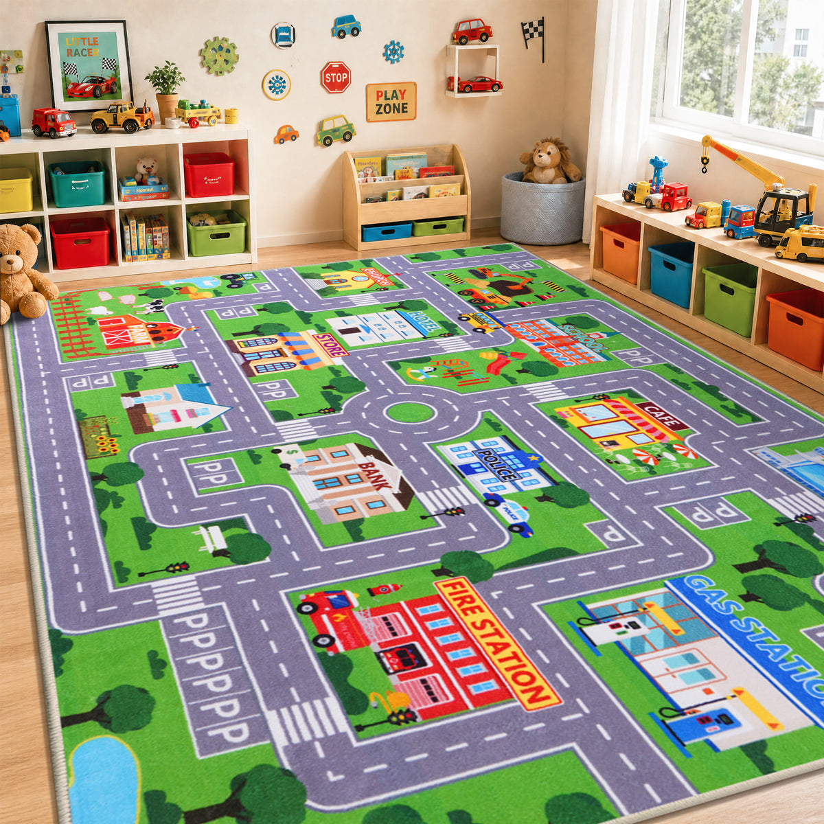 Janvonne Animal Alphabet Kids Area Rug - Soft ABC Learning Carpet, Non-Slip Washable Play Rug for Nursery Playroom Bedroom,4X5ft