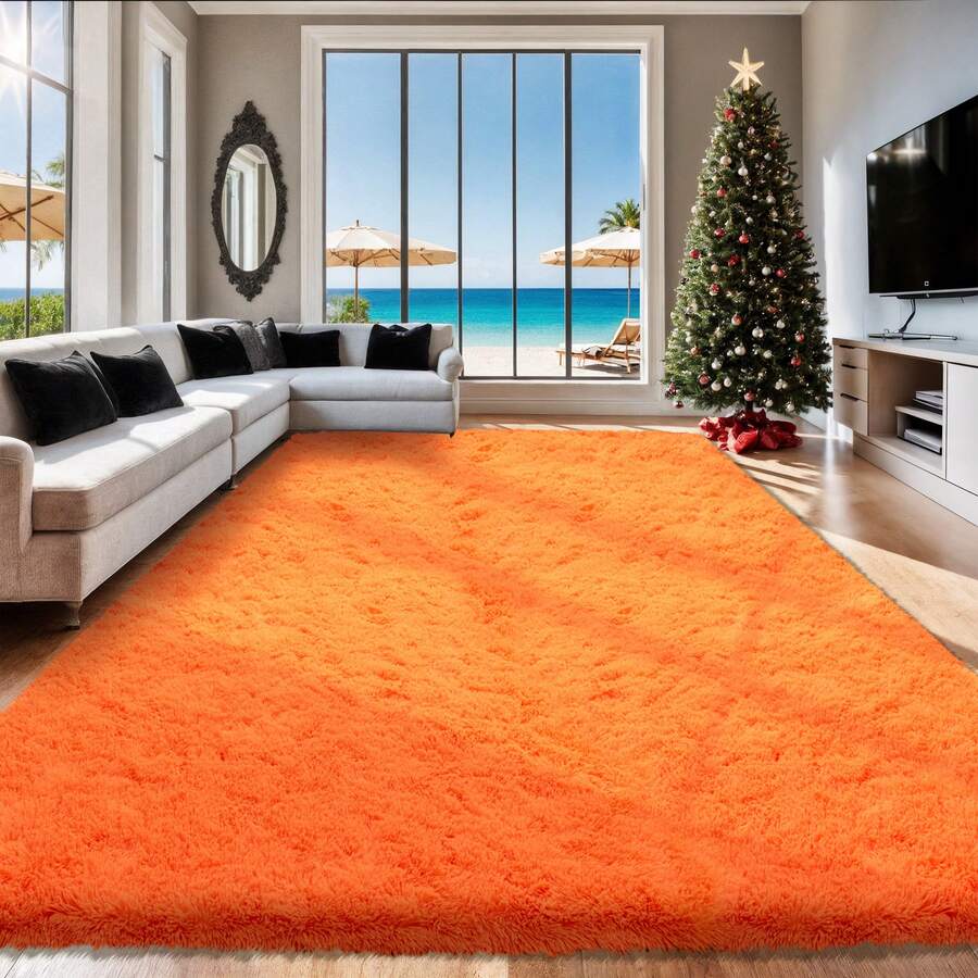 Area Rugs For Living Room, White Fluffy Shaggy Rug Soft Carpets, Big Rugs For Bedroom Dorm Home Decor Aesthetic Black