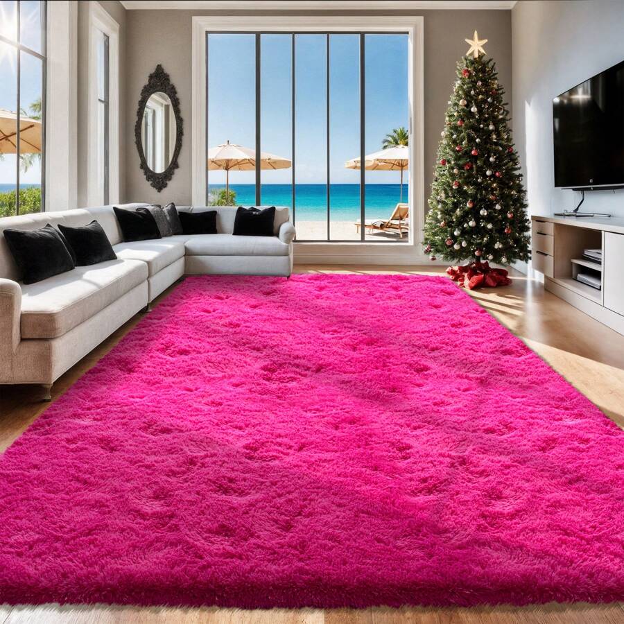Area Rugs For Living Room, White Fluffy Shaggy Rug Soft Carpets, Big Rugs For Bedroom Dorm Home Decor Aesthetic Black