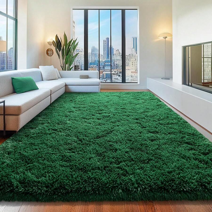 Area Rugs For Living Room, White Fluffy Shaggy Rug Soft Carpets, Big Rugs For Bedroom Dorm Home Decor Aesthetic Black