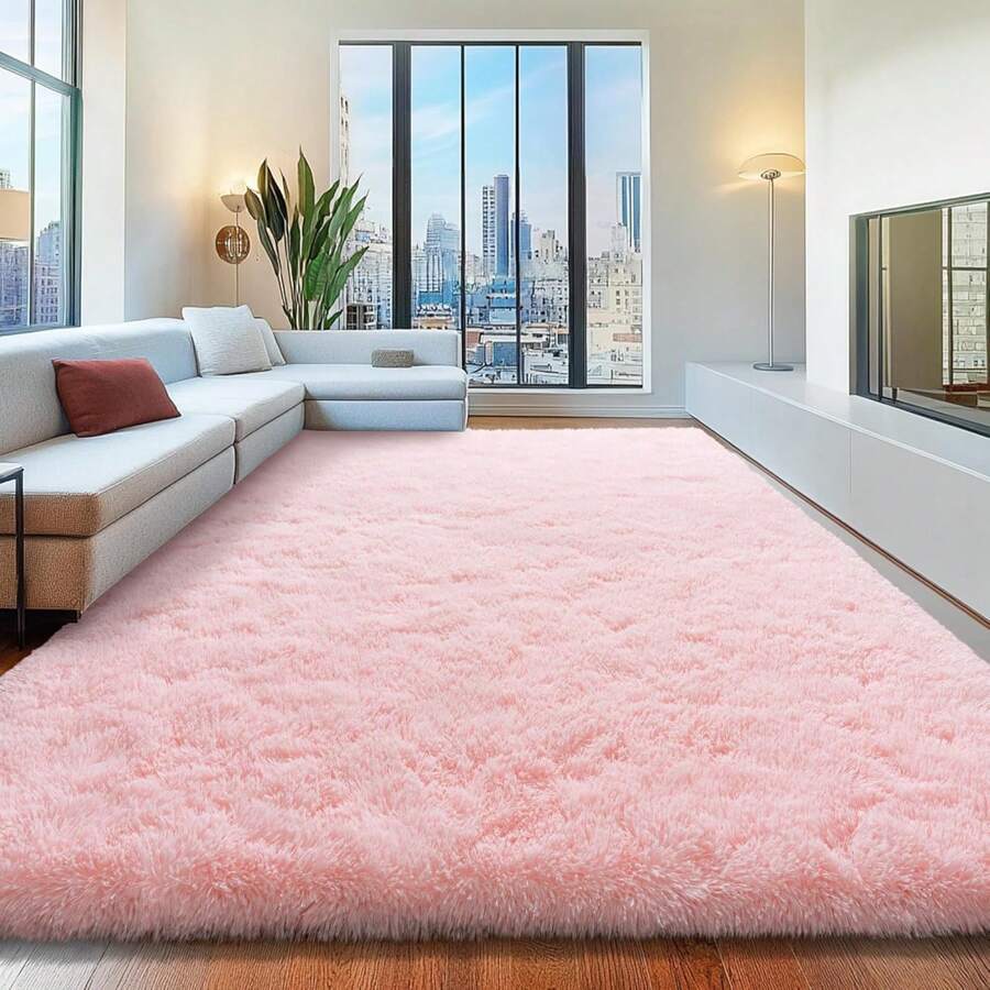 Area Rugs For Living Room, White Fluffy Shaggy Rug Soft Carpets, Big Rugs For Bedroom Dorm Home Decor Aesthetic Black