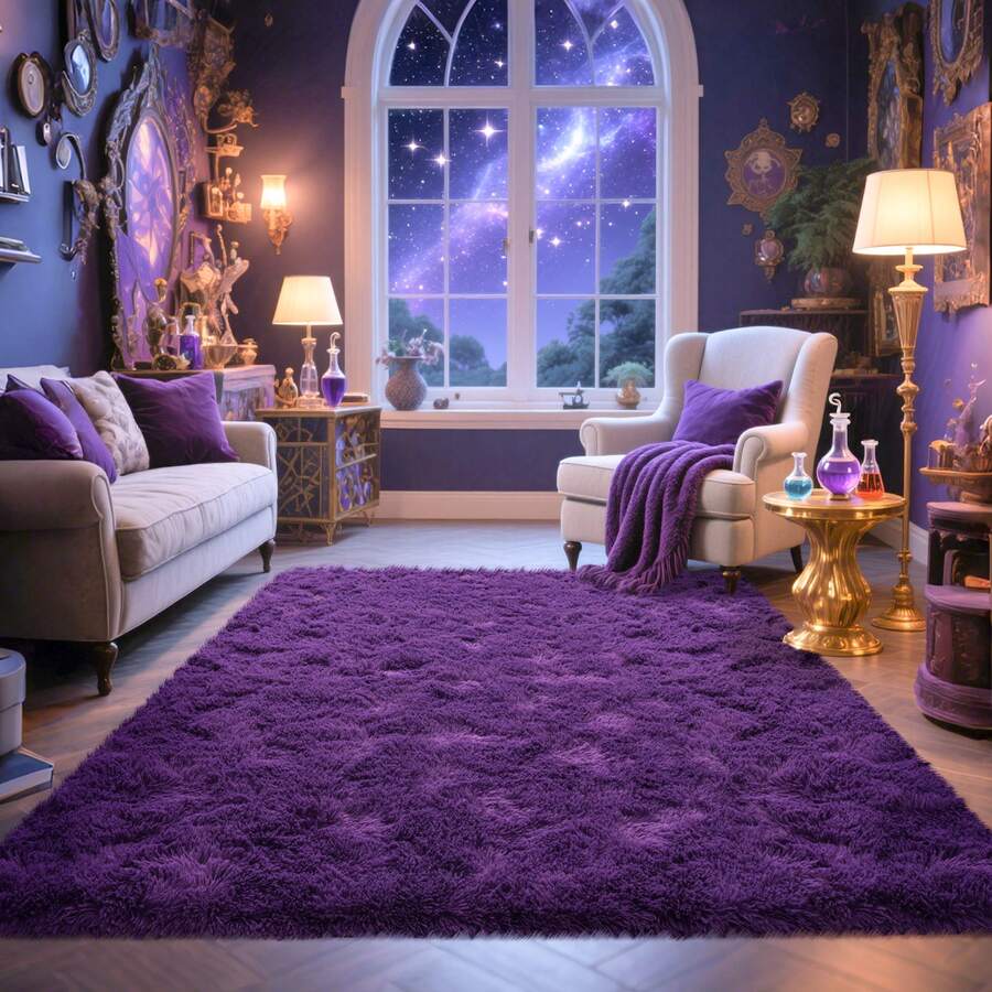 Area Rugs For Living Room, White Fluffy Shaggy Rug Soft Carpets, Big Rugs For Bedroom Dorm Home Decor Aesthetic Black