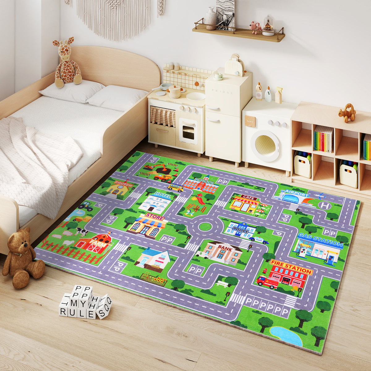 Janvonne Animal Alphabet Kids Area Rug - Soft ABC Learning Carpet, Non-Slip Washable Play Rug for Nursery Playroom Bedroom,4X5ft