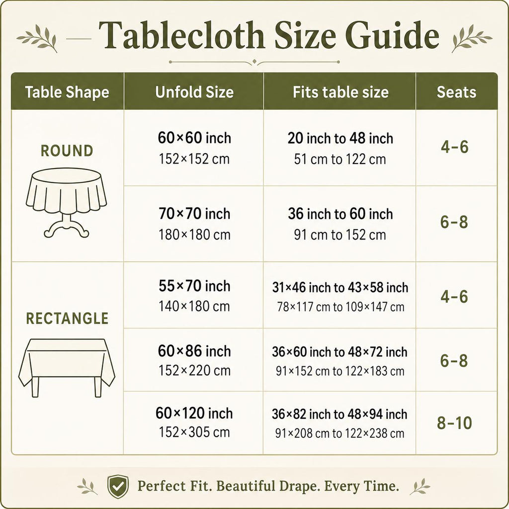 Autumn Village Harvest Tablecloth, Decorative Dining Table Cover for Thanksgiving, Fall Dining & Autumn Home Decor - BQ002-140 - size guide